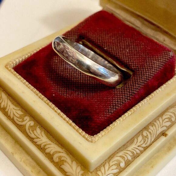 Vintage 925 Sterling Silver Sz 7 Plain Wedding Band Ring Signed Mexico - Picture 3 of 5